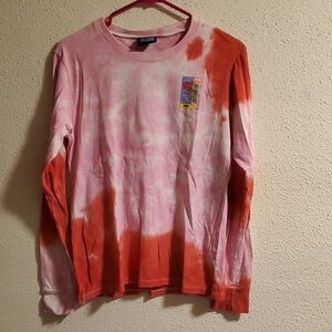 Women's Tie-Dye Long Sleeve Shirt - Pink and Red